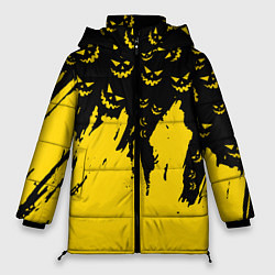 Куртка зимняя женская Тыквенные смайлы, цвет: 3D-черный