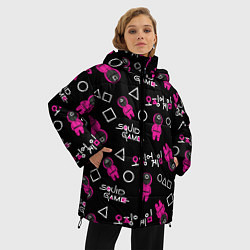 Куртка зимняя женская Игра в кальмара: Паттерн, цвет: 3D-черный — фото 2