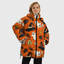 Куртка зимняя женская Хэллоуинские шалости, цвет: 3D-красный — фото 2