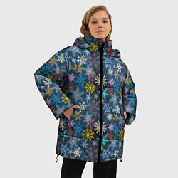 Куртка зимняя женская Красочные Снежинки, цвет: 3D-черный — фото 2