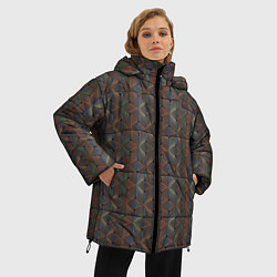 Куртка зимняя женская Абстракция из разноцветных треугольников из линий, цвет: 3D-светло-серый — фото 2
