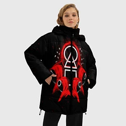 Куртка зимняя женская Игра в кальмара: Команда, цвет: 3D-черный — фото 2