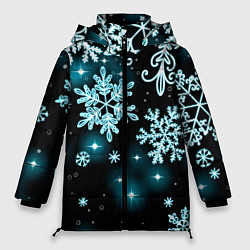 Куртка зимняя женская Космические снежинки, цвет: 3D-черный