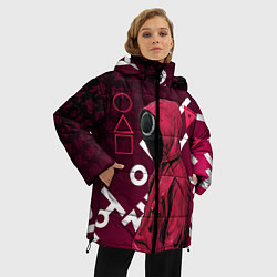 Куртка зимняя женская ИГРА В КАЛЬМА, УЗОР ИЕРОГЛИФЫ, цвет: 3D-светло-серый — фото 2