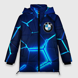 Куртка зимняя женская BMW LOGO 3Д ПЛИТЫ ГЕОМЕТРИЯ, цвет: 3D-черный