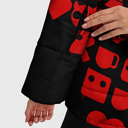 Куртка зимняя женская Любовь, смерть и роботы пиктограммы, цвет: 3D-черный — фото 2