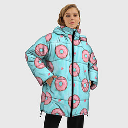 Куртка зимняя женская Розовые пончики, цвет: 3D-черный — фото 2