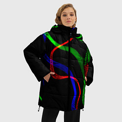 Куртка зимняя женская Неоновый хаос 3DNeon chaos 3D, цвет: 3D-черный — фото 2