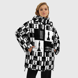 Куртка зимняя женская Шахматы Король и королева 2022, цвет: 3D-черный — фото 2
