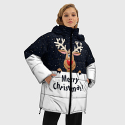 Куртка зимняя женская Новогодний Оленёнок Рудольф, цвет: 3D-черный — фото 2