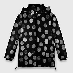 Женская зимняя куртка Кружочки на черном фоне