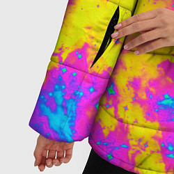 Куртка зимняя женская Яркая абстракция космических красок, цвет: 3D-светло-серый — фото 2