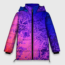 Куртка зимняя женская Абстрактный пурпурно-синий, цвет: 3D-черный