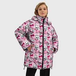 Куртка зимняя женская Йоркширский Терьер на Розовом Фоне, цвет: 3D-черный — фото 2