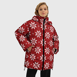 Куртка зимняя женская Снежный орнамент, цвет: 3D-красный — фото 2