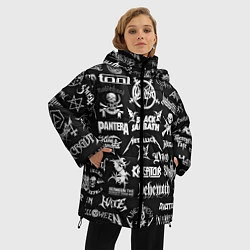 Куртка зимняя женская ЛОГОТИПЫ МЕТАЛ ГРУПП METAL BANDS LOGO, цвет: 3D-черный — фото 2