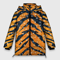 Куртка зимняя женская Новогодняя шкура тигра, цвет: 3D-черный