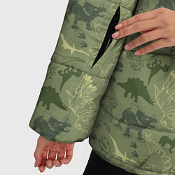 Куртка зимняя женская Динозавры - Камуфляж, цвет: 3D-черный — фото 2