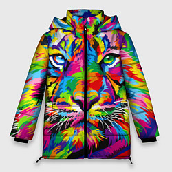 Куртка зимняя женская Тигр в стиле поп-арт, цвет: 3D-красный