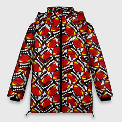 Куртка зимняя женская Geometry Dash: Demons Pattern, цвет: 3D-светло-серый