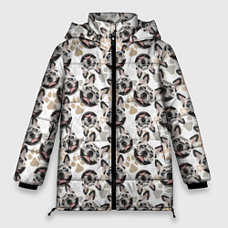 Куртка зимняя женская Собака Французский Бульдог French Bulldog, цвет: 3D-черный