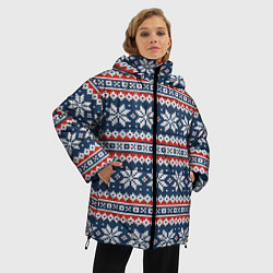 Куртка зимняя женская Knitted Christmas Pattern, цвет: 3D-черный — фото 2