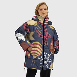 Куртка зимняя женская Елочные Игрушки Звезды, цвет: 3D-черный — фото 2