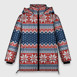 Куртка зимняя женская Knitted Pattern, цвет: 3D-красный