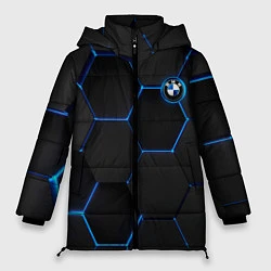 Куртка зимняя женская BMW blue neon theme, цвет: 3D-светло-серый