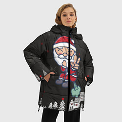 Куртка зимняя женская Плохой Санта 2022 Bad Santa, цвет: 3D-красный — фото 2