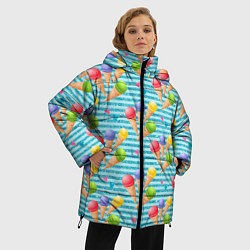 Куртка зимняя женская Разноцветное мороженое паттерн, цвет: 3D-светло-серый — фото 2
