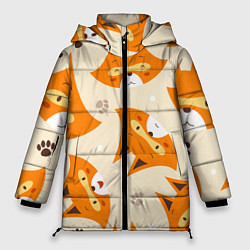 Куртка зимняя женская ЛИСА ПАТТЕРН УЗОР, цвет: 3D-светло-серый