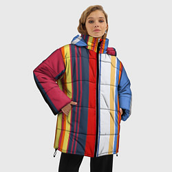 Куртка зимняя женская Stripes Abstract, цвет: 3D-красный — фото 2
