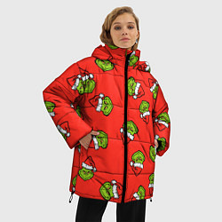 Куртка зимняя женская Гринч Похититель Рождества, цвет: 3D-красный — фото 2