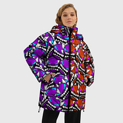 Куртка зимняя женская GEOMETRY DASH УРОВНИ КРАСНЫЙ И ФИОЛЕТОВЫЙ, цвет: 3D-светло-серый — фото 2