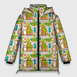 Женская зимняя куртка Тигр и елки Новый год 2022