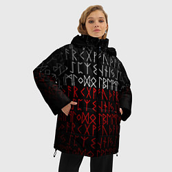 Куртка зимняя женская Славянская символика Руны, цвет: 3D-красный — фото 2