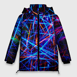 Куртка зимняя женская NEON LINES Glowing Lines Effect, цвет: 3D-черный