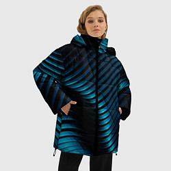 Куртка зимняя женская Волны голубого металла, цвет: 3D-черный — фото 2