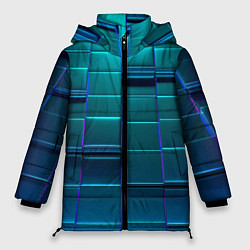 Куртка зимняя женская 3D квадраты неоновые, цвет: 3D-светло-серый