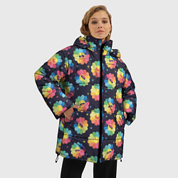 Куртка зимняя женская Веселые ромашки, цвет: 3D-красный — фото 2