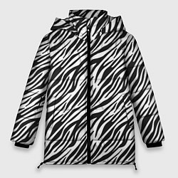 Куртка зимняя женская Чёрно-Белые полоски Зебры, цвет: 3D-черный
