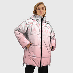 Куртка зимняя женская ГЕНШИН ИМПАКТ ЯПОНИЯ САКУРА ЦВЕТОК, цвет: 3D-светло-серый — фото 2