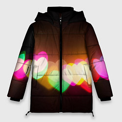 Куртка зимняя женская Горящие сердца всех цветов радуги, цвет: 3D-светло-серый