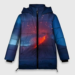 Куртка зимняя женская Извержение вулкана ночью, цвет: 3D-черный
