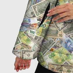 Куртка зимняя женская Разная Денежная Валюта Доллары, Евро, Франки, цвет: 3D-красный — фото 2