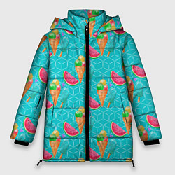 Куртка зимняя женская Летнее настроение: Сок и арбуз, цвет: 3D-черный