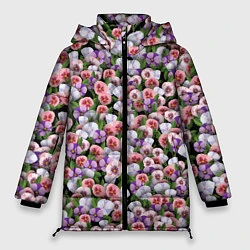 Куртка зимняя женская Чудесные фиалки, цвет: 3D-черный