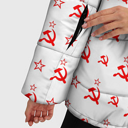 Куртка зимняя женская Серп и Молот СССР на белом фоне, цвет: 3D-красный — фото 2