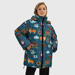 Куртка зимняя женская Англия паттерн, цвет: 3D-светло-серый — фото 2